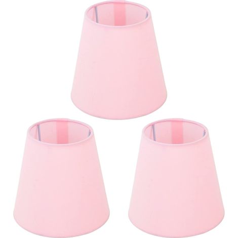 Set di 3 paralumi in tessuto – 5,1x5,5x3,5 cm – per lampade da candela/tavolo/terra/comodino con attacco E14 – rosa chiaro
