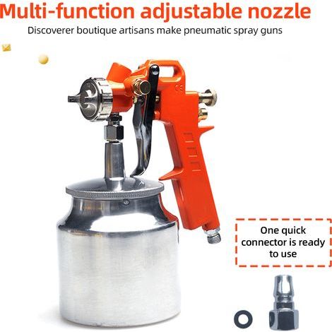 Zoternen Pulvérisateur de peinture sans fil universel avec buse en cuivre de 1,5 mm pour peinture intérieure, pistolet de bricolage pour voiture avec gobelet en alliage d'aluminium de 750 ml, raccord (1/5)