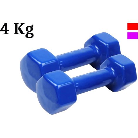Coppia Pesi Palestra 4kg Manubrio Antiscivolo Esagonale Gommato Allenamento