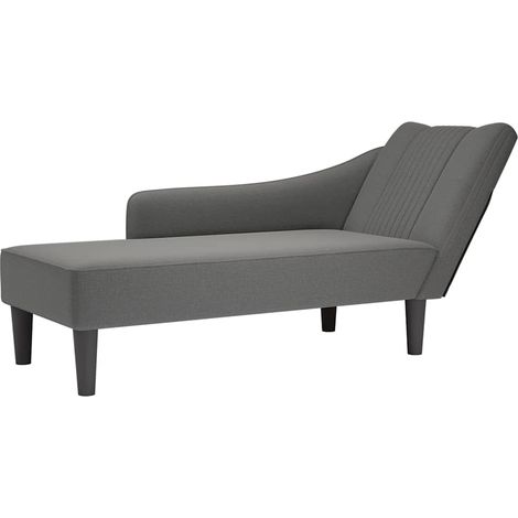 Chaise longue con reposabrazos derecho tela gris oscuro vidaXL