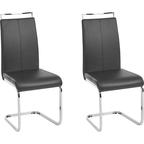 Esszimmerstuhl 2er Set GREEDIN Kunstleder Schwarz (1/5)