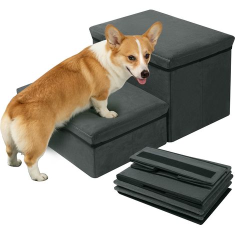 Escalier pour chien 2 marches - Rampe pour chien Housse Amovible Pliable - Capacité de Charge 60 kg - Peut Servir de Boîte de Rangement (1/5)