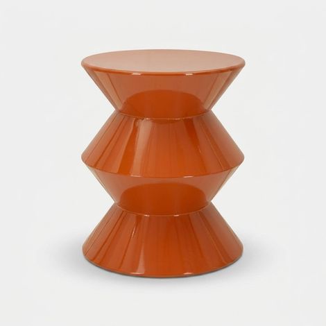 Mesa auxiliar redonda de metal para salón Zag - Naranja (1/4)