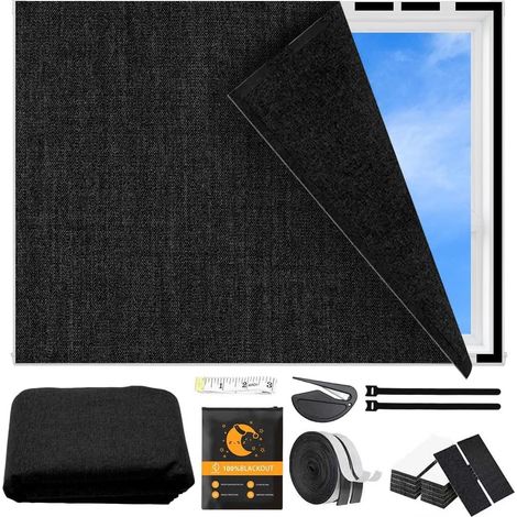 Store occultant pour fenêtre, sans perçage, 100 % opaque, protection solaire, fenêtre de toit, voyage, protection solaire intérieure, réglable et amovible, 150 x 200 cm (1/5)