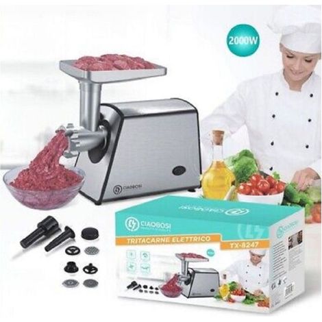 TRADE SHOP - Tritacarne Elettrico Tx-8247 Accessori 2000 W Ideale Per Tritare Salsicce Kebbe - (1/5)