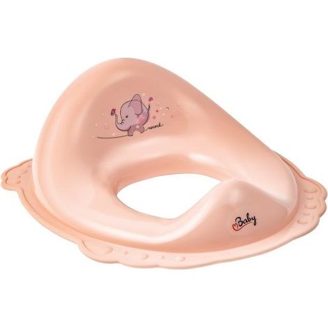 Funda para asiento de inodoro con diseño de elefante, color rosa melocotón minimalista.