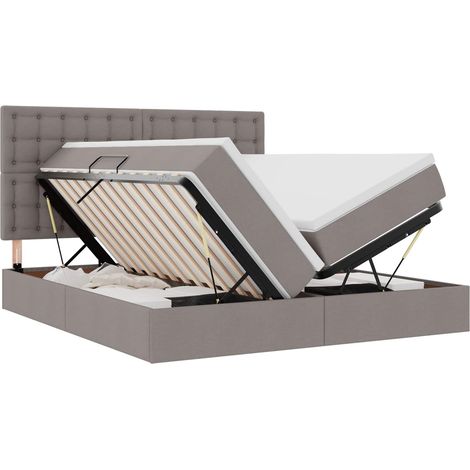 Maison Exclusive - Letto con Contenitore con testiera Tortora 200 x 200 cm Tessuto