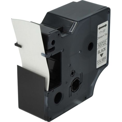 vhbw Label Tape Replacement for Dymo D1, 53722 for Label Printer 7m x 24 mm, Black on Silver (1/4)