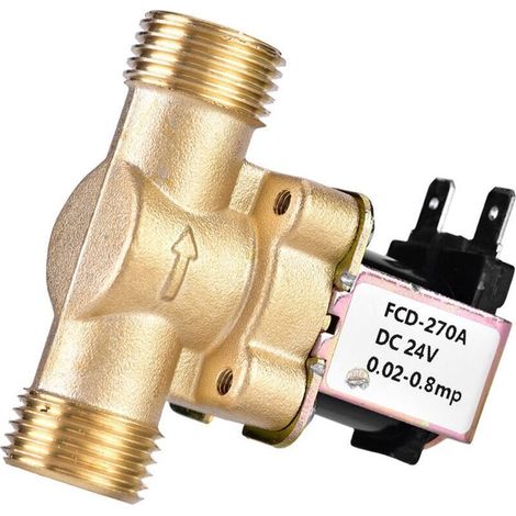 Elprico Électrovanne électrique en Laiton, 1/2 "électrovanne d\'eau normalement fermée DC 24V, électrovanne magnétique électrique pour Le contrôle de l\'eau. (1/5)