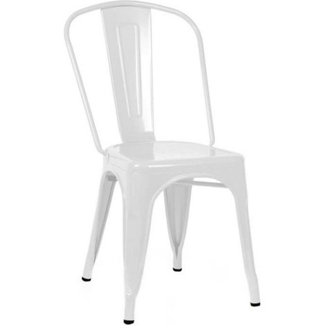 Home Heavenly® - Pack de 4 sillas Comedor TOLIX, sillas metálicas apilables Modelo Vintage Industrial, acabado brillante. Color: Blanco (1/5)