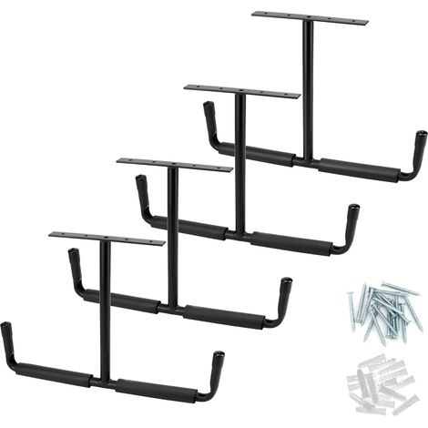 4 Pièces Crochets de garage robustes, crochets de plafond 42.5 cm avec crochets doubles, pour pneus de voiture, équipements sportifs, échelles, vélos (1/5)