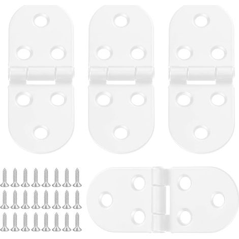 Charnières de Table Pliantes, Charnière 180 degrés, Charnières Rondes Avec Vis, Charnière Plate Connecteur Montage de Meubles en Pliant Flip Pliable pour Armoires, Placards Blanc (1/5)