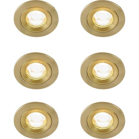 QAZQA Xena spot encastrable - set de 6 - 8x8cm - IP44 - rond - or (1/5)