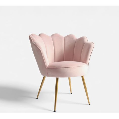Sillón de terciopelo elegante con patas doradas Nivara - Rosa (1/3)