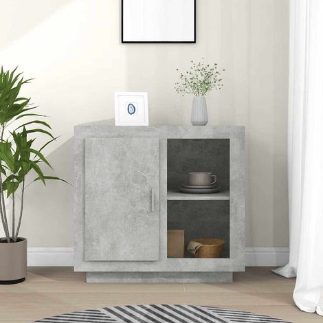 Buffet - Armoire de rangement Enfilade Gris béton 80x40x75 cm BV923472 - BonneVie (1/5)