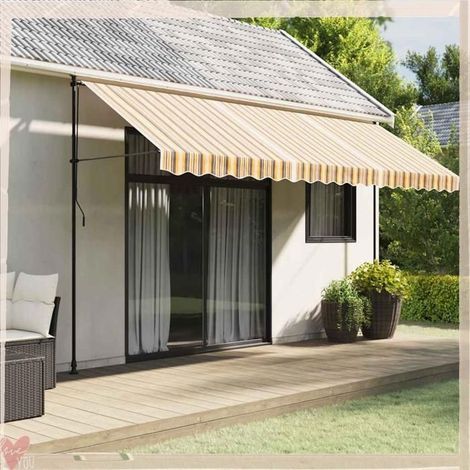 367738 Tissu de remplacement pour auvent rayures multicolores 4,5x3 m (1/5)