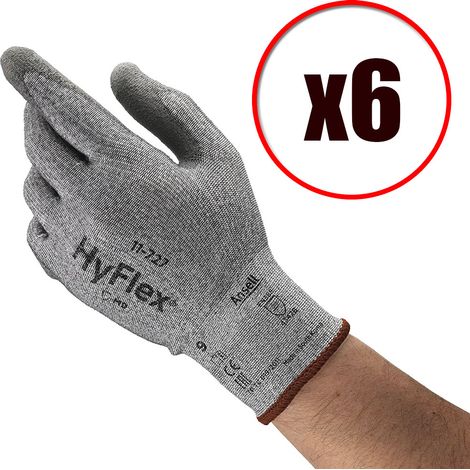 Lot de 6 paires de gants de travail en PU tricot Hyflex 11-727 EN388 Taille - Taille 8 (1/6)
