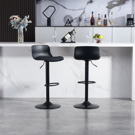 CHICFURN Taburetes de bar giratorios, lote de 2, 43 x 44 x 80 cm, metal negro regulable para cocina (1/5)