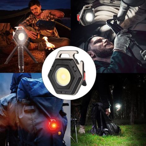 Mini lampe de poche LED rechargeable avec décapsuleur et base magnétique 500 mAh Super lumineuse Portable pour réparation, urgence, promenade du chien et camping en plein air [Classe énergétiqu (1/3)