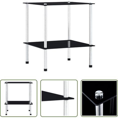 vidaXL Wohnzimmerregal -  Regal mit 2 Ablagen Schwarz 40x40x47 cm Hartglas (1/5)