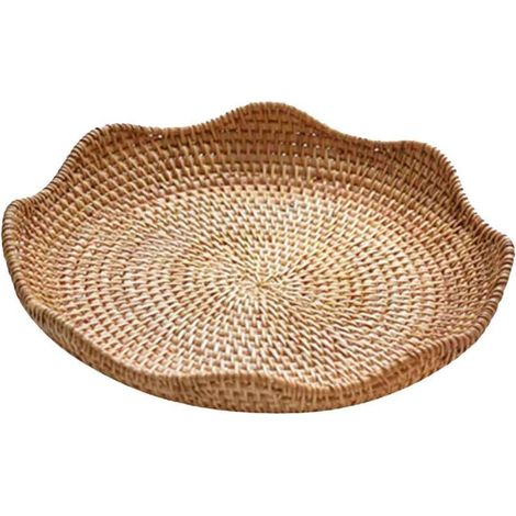 Bardusch-Plateau de service rond en rotin, récipient de rangement pour aliments, présentoir en osier pour la cuisine, 23 cm x 4 cm (1/5)