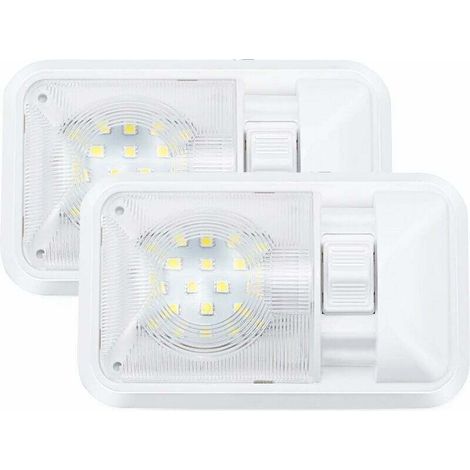 Plafonnier LED 12 V pour camping-car et remorque – 280 lm, avec interrupteur intégré – Lot de 2