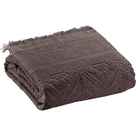 Drap de bain en coton jacquard motifs arabesques pour salle de bain 100 x 180 cm - PANGIVO (1/2)