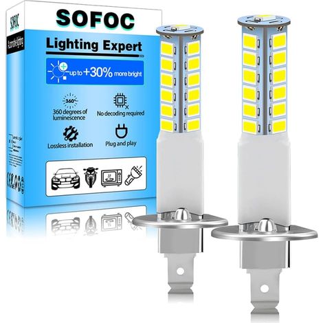 H1 P14.5S 2835 25Leds Fog Light DRL Replacement White 6V 12V 24V AC6-30V Compatible 2W 800LM 2pcs (1/5)