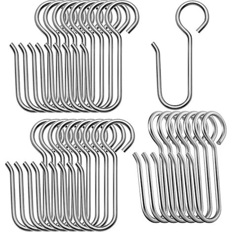 Filiyano-120 crochets métalliques pour tringle à rideaux, petits crochets en forme de S, crochets en acier pour fil de rideau à fixer au plafond. (1/2)