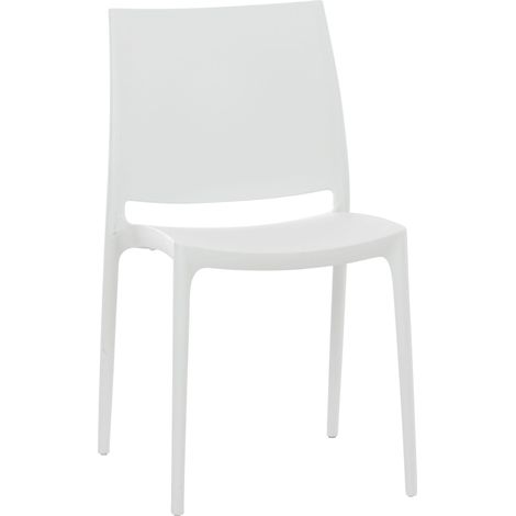 Silla de jardín de plástico blanco diseño sencillo apilable 100000012
