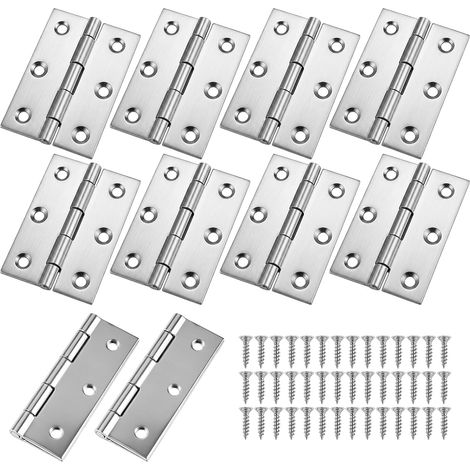 10 Pieces Stainless Steel Hinge, 63×44 mm 6-Hole Cabinet Door Hinge (1/5)
