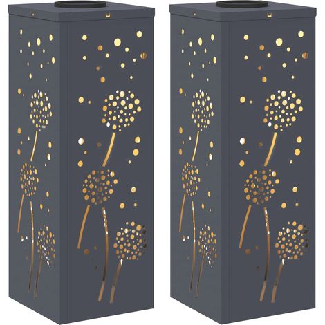 Set di 2 luci da sentiero solari per esterni dal design moderno per giardino 18 x 18 x 50 cm in acciaio antracite 020052582