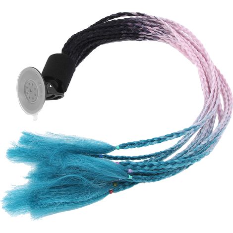 Motorradhelm mit Pferdeschwanzperücke, schwarz-rosa-blauer Farbverlauf (1/5)