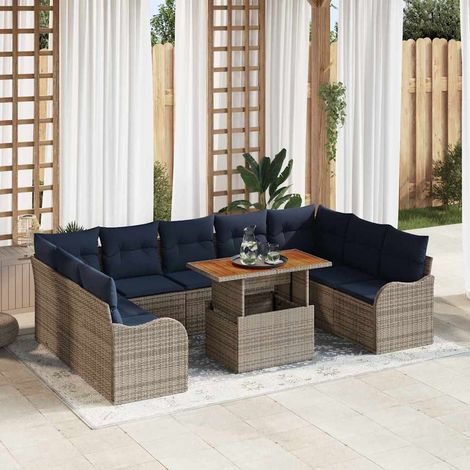 vidaXL Set Divano da Giardino 10 pz 9-Numero di posti (1/5)
