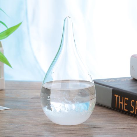 Wassertropfen-Windsturm-Glas-Wettervorhersageflasche Kristall-Chemie-Dekor (Weiß, ohne Boden) (1/5)