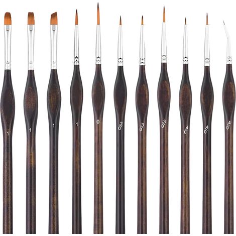 11 pinceaux fins, pointes précises, manche triangulaire, pour acrylique aquarelle figurines maquettes Warhammer 40K (1/5)
