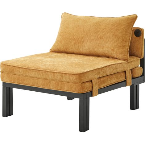 Sofá cama plegable 2 en 1 de terciopelo amarillo con puerto USB y Type-C, 1 plaza (1/5)
