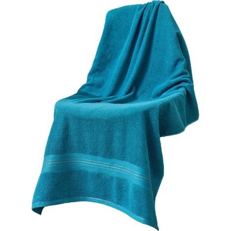 Serviettes - Serviette de bain extra large de luxe - 100 % coton, ultra-absorbante, séchage rapide, serviette de bain extra large - Serviette douce de qualité hôtelière (71 x 140 cm, bleue) (1/5)