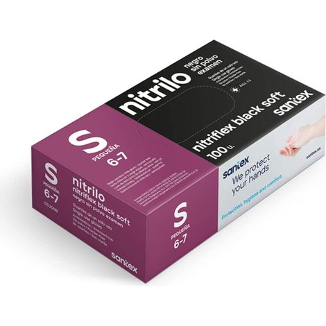 GUANTO IN NITRILE NERO S 100 PZ SANTEX