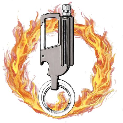 Allumettes Permanentes en Métal,étanches, Silex Allume feu Ouvre-Bouteille Porte-clés de Voiture Briquet Remplissable au Kérosène de Plein air Matériel de Sauvetage d'urgence (1/5)