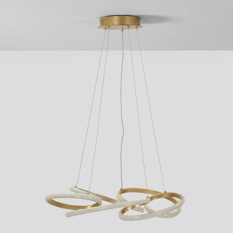 Lampadario LED Glovy Gold - Sospensione Moderna in Oro Satinato con 3 Temperature di Colore - Ø 55x120 cm (1/4)