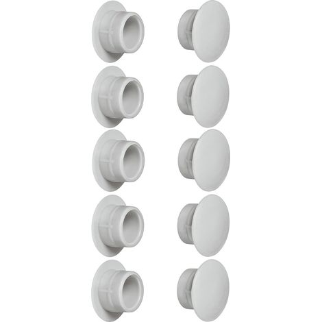 10x cache trou bouchon plastique 5mm à 35mm capuchon protection vis blanc noir gris marron meuble table chaise mur (Øtrou 15mm/Gris clair RAL 7035) (1/2)