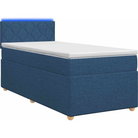 Maison Exclusive - Lit boxspring avec matelas Bleu 90 x 190 cm Tissu (1/5)