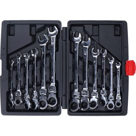 12Pcs Clé À Cliquet Ensemble Outil En Acier Flexible Tête Combinaison 72 Dents pour Garage De Voiture - (1/5)