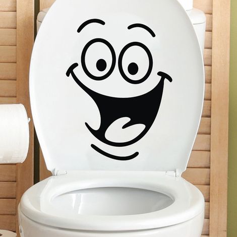 Fun wall stickers with smiley face designs, suitable for toilets, bathrooms, and kitchens. Made of PVC, available in solid colors. (1/4)