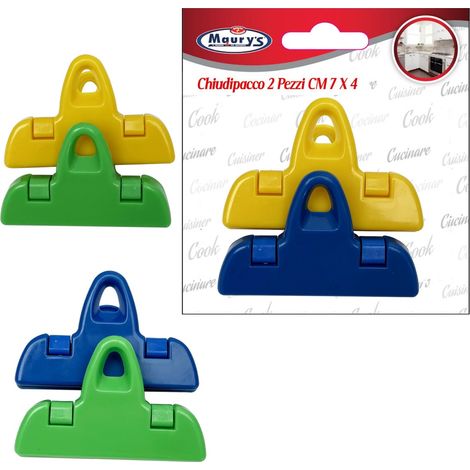MAURY'S SET 2 CONFEZIONI CHIUDIPACCO 7X4 CM IN COLORE ASSORITO (1/2)