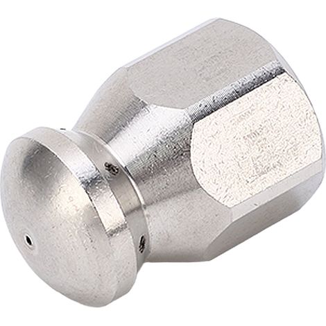 Buse de nettoyage haute pression 5000 PSI pour le débouchage de canalisations, buse de nettoyage à jet d'eau en acier inoxydable, tête ronde, 1 orifice avant et 6 orifices arrière, filetage G1/4 po (1/5)