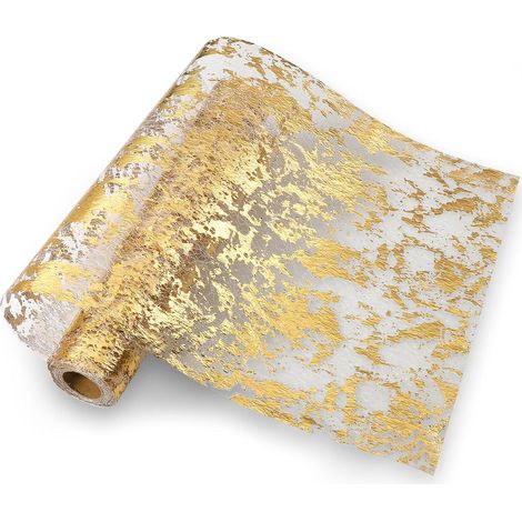 Goldener Tischläufer, 10 m x 28 cm, metallisch-goldene Tischläufer mit Goldfolie