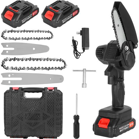 Mini Tronçonneuse - FIANAO - Sans Fil 650W - 2 Batteries Rechargeables 21V - Guide 4" & 6" - Moteur Cuivre - Facile à Utiliser (1/5)