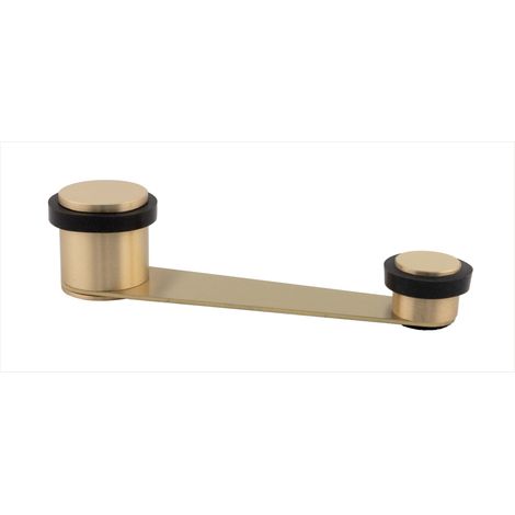 Arrêt de porte rotatif Trou utile 70 mm d'épaisseur Caoutchouc noir Laiton finition mate Fixation adhésive ou avec vis + cheville Mod. I-152DUALLMT (1/5)